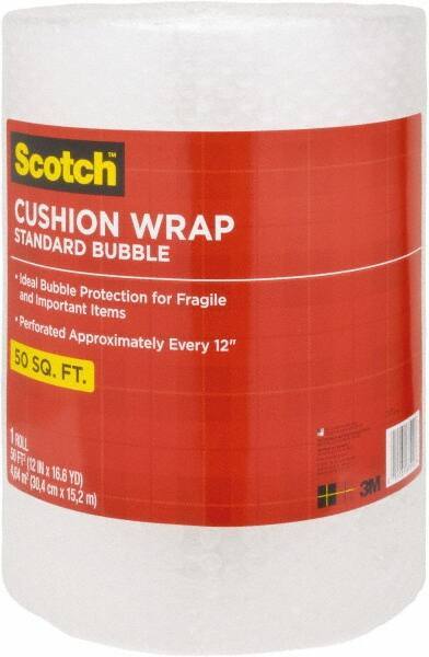 3M - 50' Long x 12" Wide, Cushion Wrap - Clear - Apex Tool & Supply