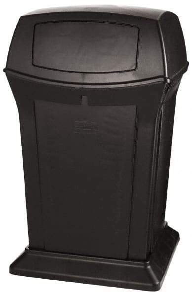 Rubbermaid - 45 Gal Black Square Trash Can - Polyethylene, 41-1/2" High x 24-7/8" Long x 24-7/8" Wide - Apex Tool & Supply