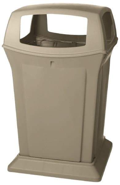Rubbermaid - 45 Gal Beige Square Trash Can - Polyethylene, 41-1/2" High x 24-7/8" Long x 24-7/8" Wide - Apex Tool & Supply