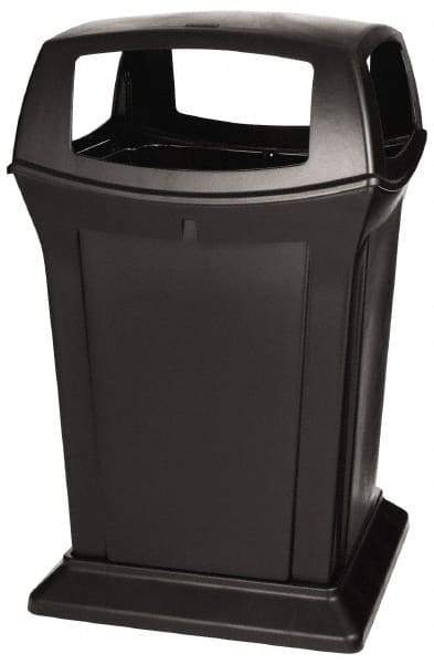 Rubbermaid - 45 Gal Black Square Trash Can - Polyethylene, 41-1/2" High x 24-7/8" Long x 24-7/8" Wide - Apex Tool & Supply