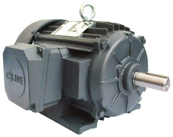 US Motors - 7-1/2 hp, TEFC Enclosure, No Thermal Protection, 3,500 RPM, 208-230/460 Volt, 60 Hz, Three Phase Energy Efficient Motor - Size 213 Frame, Rigid Mount, 1 Speed, Ball Bearings, 18.6-17.2/8.6 Full Load Amps, F Class Insulation, CCW Lead End - Apex Tool & Supply