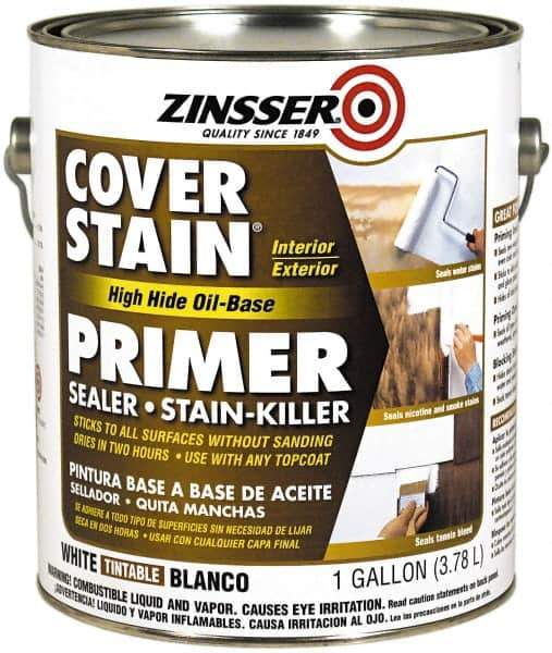 Zinsser - 1 Gal Flat White Primer - 300 to 400 Sq Ft Coverage, 347 gL Content, Quick Drying - Apex Tool & Supply