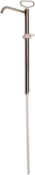 Value Collection - 3/4" Outlet, Stainless Steel Hand Operated Drum Pump - 8 oz per Stroke, 45" OAL, For Solvents, Acids & Other Corrosive Chemicals - Apex Tool & Supply