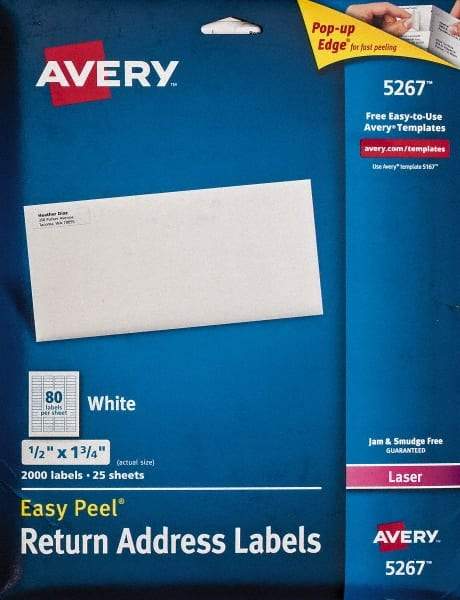 AVERY - 1-3/4" Long, White Paper Shipping Label - For Laser Printers - Apex Tool & Supply