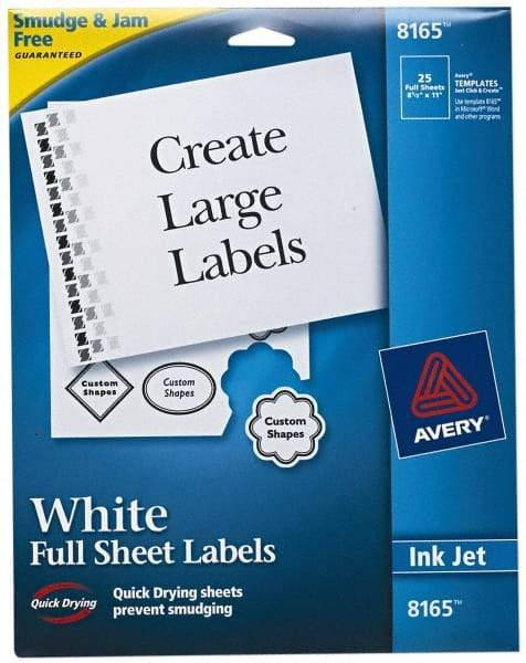 AVERY - 11" Long, White Paper Shipping Label - For Inkjet Printers - Apex Tool & Supply