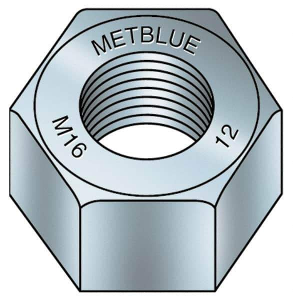 Value Collection - M36x4.00 Metric Coarse Steel Right Hand Hex Nut - 55mm Across Flats, 29mm High, Metric Blue Finish - Apex Tool & Supply