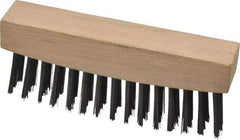 Weiler - 3 Rows x 15 Columns Steel Scratch Brush - 4-1/2" Brush Length, 4-5/8" OAL, 1-1/8" Trim Length, Wood Straight Handle - Apex Tool & Supply
