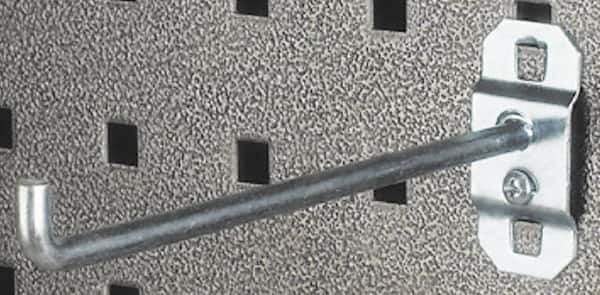 Triton - 3/16" Diam, 2" Long Single Angled End Pegboard Hook - 2-3/8" Projection, 90° Bend, 5/8" Bend Length, Steel - Apex Tool & Supply