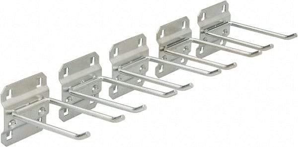 Triton - 3/16" Diam, 3" Long Double Arm Pegboard Hook - 3-3/4" Projection, 30° Bend, 1/2" Bend Length, Steel - Apex Tool & Supply