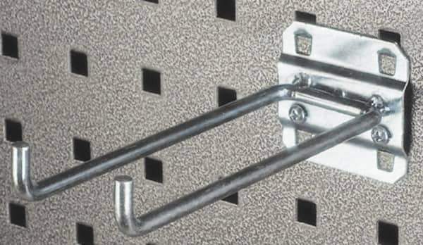 Triton - 1/4" Diam, 5-3/4" Long Double Arm Pegboard Hook - 5-3/4" Projection, 80° Bend, 3/4" Bend Length, Steel - Apex Tool & Supply