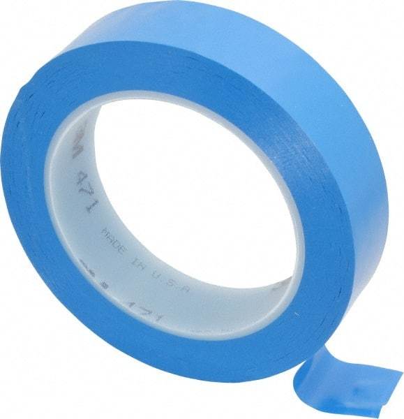 3M - Blue Solid Color Vinyl Tape - 1" Wide x 108' Long x 5.2 mil Thick, General Traffic - Apex Tool & Supply