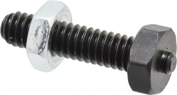 Jergens - 1/4-20 Thread, 7/16" Size, 1-1/4" Long, Black Oxide Coated, Low Carbon Steel Clamp Rest - 29/32" Thread Length, 5/32" Pin Diam x 5/64" Pin Height, 11/64" Nut Height - Apex Tool & Supply