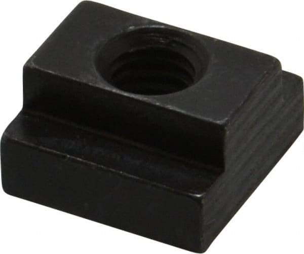 Jergens - 3/8-16 Blind Tapped T Slot Nut - 1/2" Slot Width, 7/8 x 9/32" Base Width x Height, 7/8 x 1/2" OAL x Height - Apex Tool & Supply