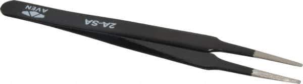 Aven - 4-3/4" OAL 2A-SA Color Coded Precision Tweezers - Stainless Steel, 2A-SA Pattern - Apex Tool & Supply