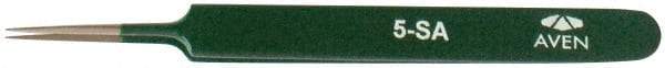 Aven - 4-1/4" OAL 5-SA Color Coded Precision Tweezers - Stainless Steel, 5-SA Pattern - Apex Tool & Supply