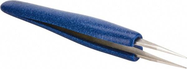 Aven - 4-3/4" OAL OO-SA Ergonomic Cushion Grip Tweezers - Straight, Strong, Regular Tips - Apex Tool & Supply