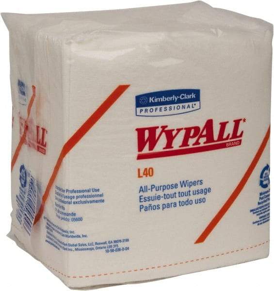 WypAll - L40 1/4 Fold General Purpose Wipes - Poly Pack, 13" x 12-1/2" Sheet Size, White - Apex Tool & Supply