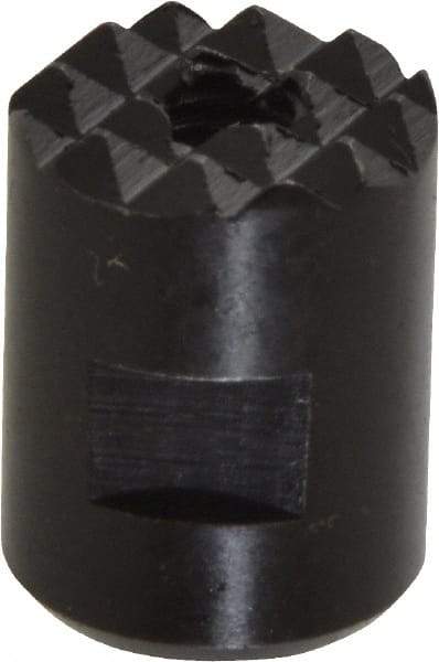 Fairlane - 10-32 Thread, 1/2" Diam, 0.651" High, Threaded, Fine Tooth Grade Diamond Serration Tooth Pattern, High Speed Steel, Round Positioning Gripper - 3/16" Flat Width, Black Oxide Coated - Apex Tool & Supply