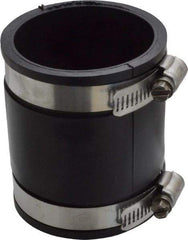 Made in USA - 2" PVC Flexible Pipe Coupling with Clamp - 3-1/2" Long, Pipe x Pipe, Stainless Steel Clamp - Apex Tool & Supply