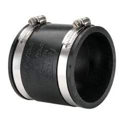 Made in USA - 3" PVC Flexible Pipe Coupling with Clamp - 4" Long, Pipe x Pipe, Stainless Steel Clamp - Apex Tool & Supply