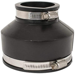 Made in USA - 4 x 2" PVC Flexible Pipe Coupling with Clamp - 4" Long, Pipe x Pipe, Stainless Steel Clamp - Apex Tool & Supply