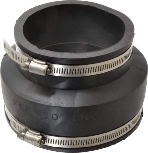 Made in USA - 5 x 4" PVC Flexible Pipe Coupling with Clamp - 4" Long, Pipe x Pipe, Stainless Steel Clamp - Apex Tool & Supply