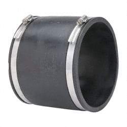 Made in USA - 6" PVC Flexible Pipe Coupling with Clamp - 6" Long, Pipe x Pipe, Stainless Steel Clamp - Apex Tool & Supply