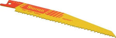 Starrett - 6" Long x 3/4" Thick, Bi-Metal Reciprocating Saw Blade - Tapered Profile, 6 to 10 TPI, Toothed Edge, Universal Shank - Apex Tool & Supply