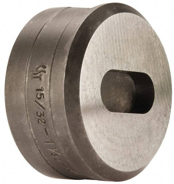 Cleveland Steel Tool - 1-1/32 Inch Long x 15/32 Inch Wide Oblong Ironworker Die - 2 Inch Head Diameter, 1 Inch Head Height - Apex Tool & Supply