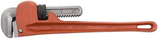 Stanley - 14" Cast Iron Straight Pipe Wrench - 2-7/8" Pipe Capacity - Apex Tool & Supply