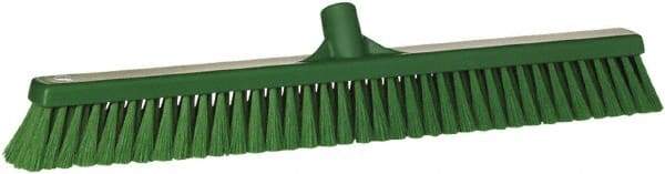 Vikan - 24" Fine Particle Synthetic Push Broom - 2" Bristle Length, Plastic Block, European Threaded Handle Connection - Apex Tool & Supply