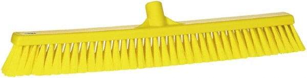 Vikan - 24" Fine Particle Synthetic Push Broom - 2" Bristle Length, Plastic Block, European Threaded Handle Connection - Apex Tool & Supply