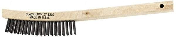 Blackhawk by Proto - 19 Rows x 3 Columns Steel Scratch Brush - 14" OAL, 1-3/16" Trim Length, Wood Curved Handle - Apex Tool & Supply