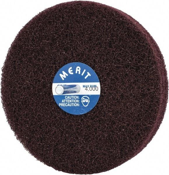 Merit Abrasives - 5" Diam, Medium Mounted Scrubber Buffing Wheel - 3 Ply, Medium Grade, 1/4" Shank Diam, 4,000 RPM - Apex Tool & Supply