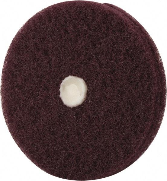 Merit Abrasives - 4" Diam, Medium Mounted Scrubber Buffing Wheel - 2 Ply, Very Fine Grade, 1/4" Shank Diam, 6,000 RPM - Apex Tool & Supply