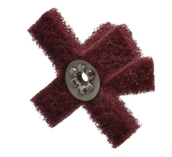 Merit Abrasives - 3" Diam Medium Density Cross Buff - 2 Plys, 1/4-20 Thread, Very Fine Grade, 8,000 Max RPM - Apex Tool & Supply