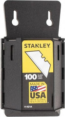Stanley - 100 Piece Carbon Steel Utility Knife Blade - 2-7/16" OAL, 0.024" Blade Thickness - Apex Tool & Supply