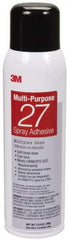 3M - 20 oz Aerosol Clear Spray Adhesive - High Tack, 140°F Heat Resistance, 78 Sq Ft Coverage, Low Strength Bond, 10 min Max Bonding Time, Flammable, Series 27 - Apex Tool & Supply
