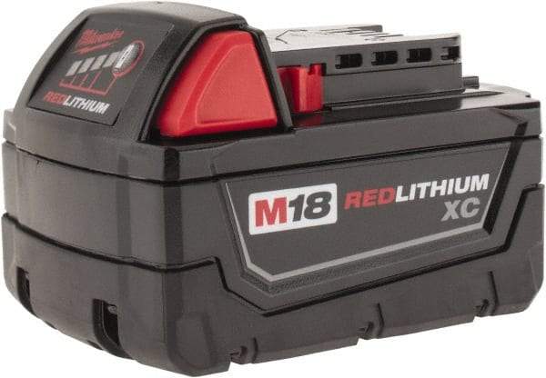 Milwaukee Tool - 18 Volt Lithium-Ion Power Tool Battery - 3 Ahr Capacity, 1 hr Charge Time, Series M18 XC RED - Apex Tool & Supply