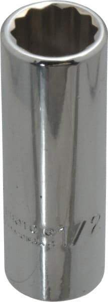 Proto - 1/2", 3/8" Drive, Deep Hand Socket - 12 Points, 2-1/8" OAL, Chrome Finish - Apex Tool & Supply