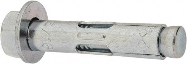 Red Head - 5/16" Diam, 5/16" Drill, 1-1/2" OAL, 2-3/4" Min Embedment Sleeve Concrete Anchor - Steel, Zinc-Plated Finish, Hex Nut Head, Hex Drive - Apex Tool & Supply