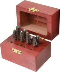 Atrax - 8 Piece, 1/4" Shank Burr Set - Tungsten Carbide, Multiple Head Shape - Apex Tool & Supply