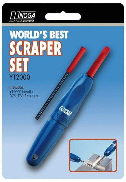 Noga - 3 Piece High Speed Steel Blade Hand Deburring Tool Set - D75;T80 Blades, For Hole Edge, Straight Edge - Apex Tool & Supply