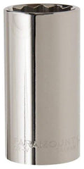 Paramount - 1-1/8", 1/2" Drive, Deep Hand Socket - 12 Points, 3-3/32" OAL, Steel, Chrome Finish - Apex Tool & Supply
