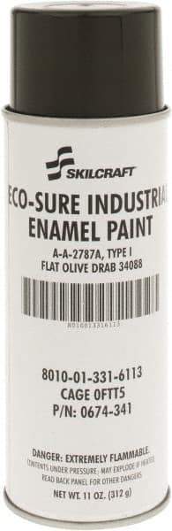 Ability One - Olive Drab, Flat, Enamel Spray Paint - 8 to 10 Sq Ft per Can, 11 oz Container - Apex Tool & Supply