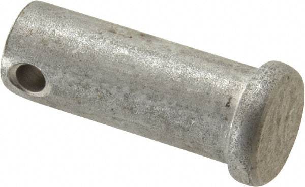 Made in USA - 1/2" Pin Diam, 1-1/4" OAL, Standard Clevis Pin - 5/32" Hole, 1-3/32" Usable Length, Uncoated Stainless Steel - Apex Tool & Supply