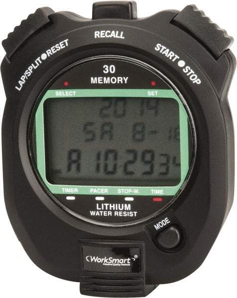 Value Collection - Water Resistant Digital Stopwatch - Pacer, Count Down Timer, CR2032, Back Lit, Black - Apex Tool & Supply