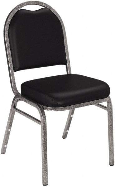 NPS - Vinyl Black Stacking Chair - Silver Frame, 18" Wide x 20" Deep x 34" High - Apex Tool & Supply