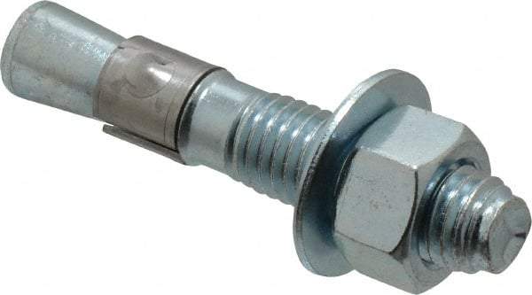 Red Head - 5/8" Diam, 5/8" Drill, 3-1/2" OAL, 3-15/32" Min Embedment Wedge Expansion Concrete Anchor - Grade 3 Steel, Zinc-Plated Finish, Tie Wire Head, 1-3/4" Thread Length - Apex Tool & Supply