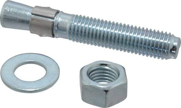 Red Head - 3/4" Diam, 3/4-10, 4-3/4" OAL, Grade 3, Wedge Expansion Concrete Anchor - Steel, Zinc Plated, 2-7/8" Thread Length, Tie Wire Head, 3/4" Drill - Apex Tool & Supply